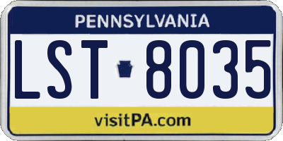 PA license plate LST8035