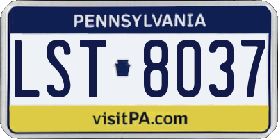 PA license plate LST8037