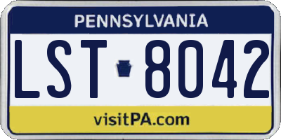 PA license plate LST8042