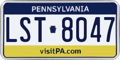 PA license plate LST8047