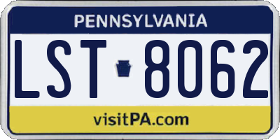 PA license plate LST8062