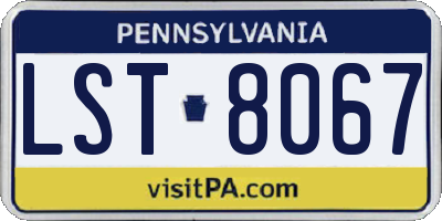 PA license plate LST8067