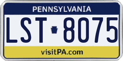 PA license plate LST8075