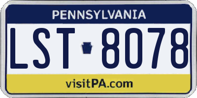 PA license plate LST8078