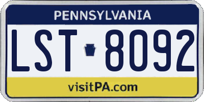 PA license plate LST8092