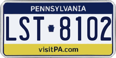 PA license plate LST8102
