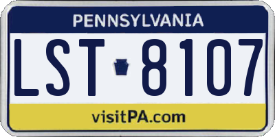 PA license plate LST8107