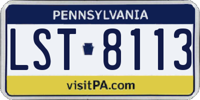 PA license plate LST8113