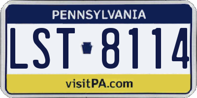 PA license plate LST8114