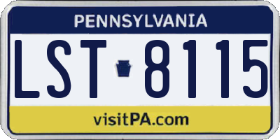 PA license plate LST8115