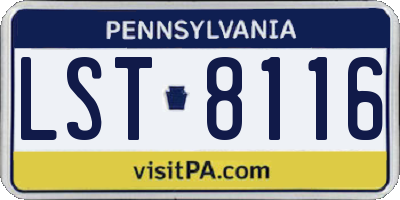 PA license plate LST8116