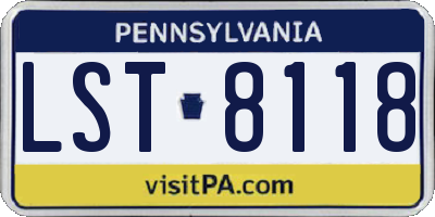 PA license plate LST8118