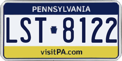 PA license plate LST8122