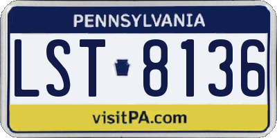 PA license plate LST8136