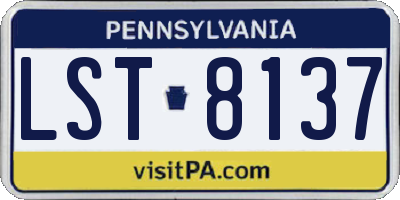 PA license plate LST8137