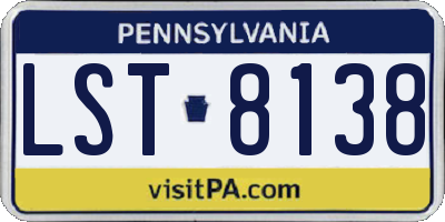 PA license plate LST8138