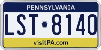 PA license plate LST8140