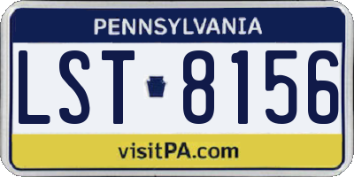 PA license plate LST8156