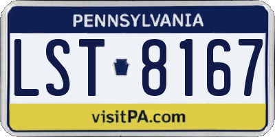 PA license plate LST8167