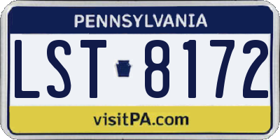 PA license plate LST8172