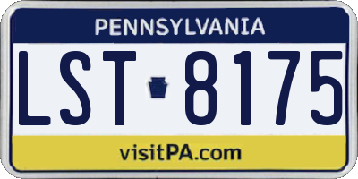 PA license plate LST8175