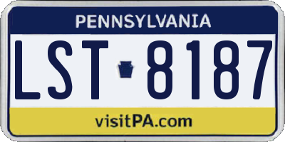 PA license plate LST8187