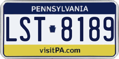 PA license plate LST8189
