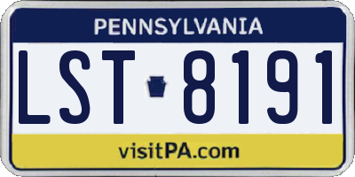 PA license plate LST8191