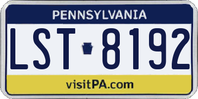 PA license plate LST8192