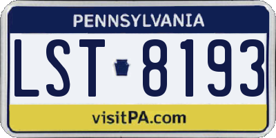 PA license plate LST8193