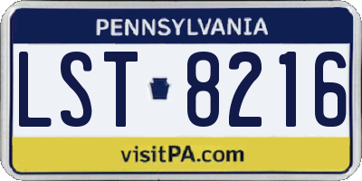 PA license plate LST8216