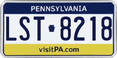 PA license plate LST8218