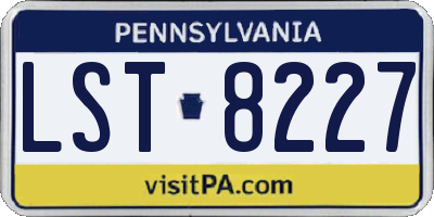 PA license plate LST8227