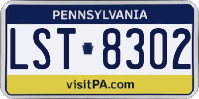 PA license plate LST8302