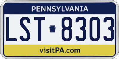 PA license plate LST8303