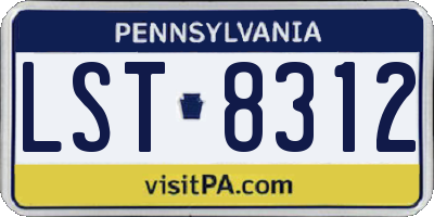 PA license plate LST8312