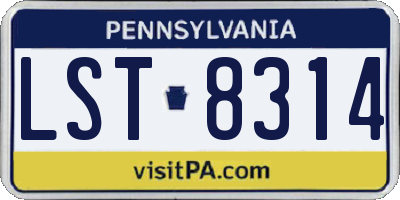 PA license plate LST8314