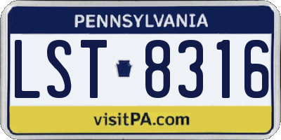 PA license plate LST8316