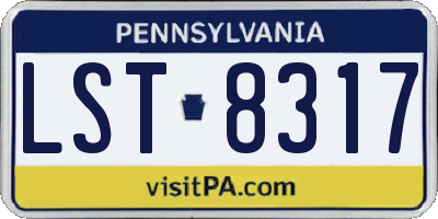 PA license plate LST8317