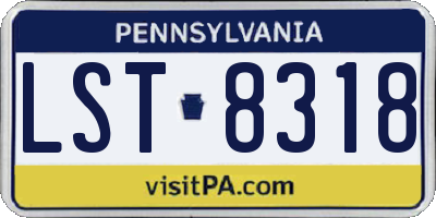 PA license plate LST8318
