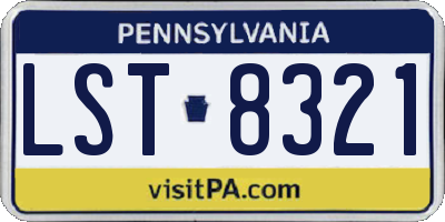 PA license plate LST8321