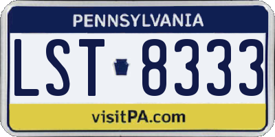 PA license plate LST8333