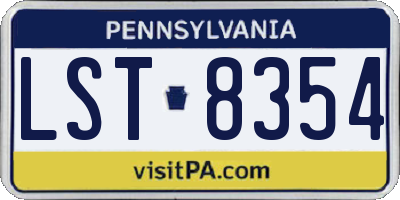 PA license plate LST8354