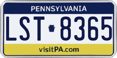 PA license plate LST8365