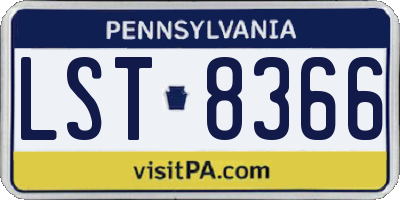 PA license plate LST8366