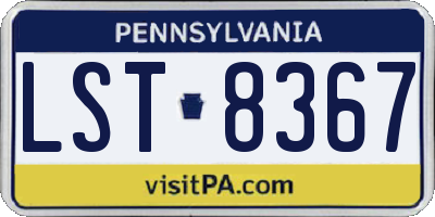 PA license plate LST8367