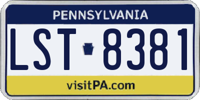 PA license plate LST8381