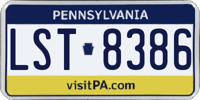 PA license plate LST8386