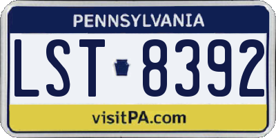 PA license plate LST8392