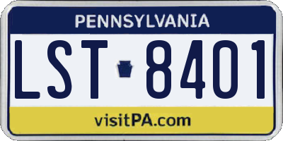 PA license plate LST8401
